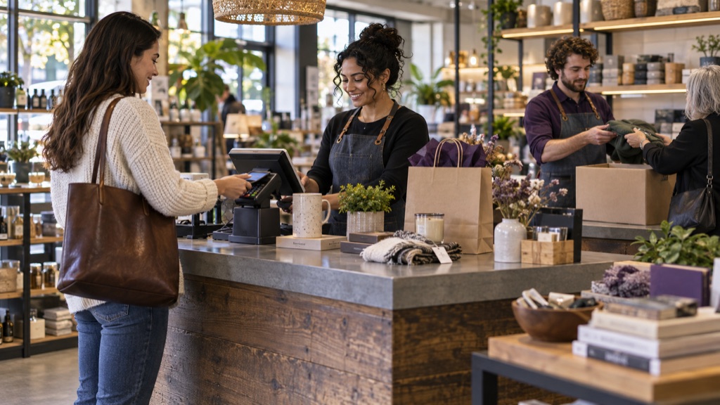 Illustrative countertop checkout scene representing a general smart point-of-sale category.