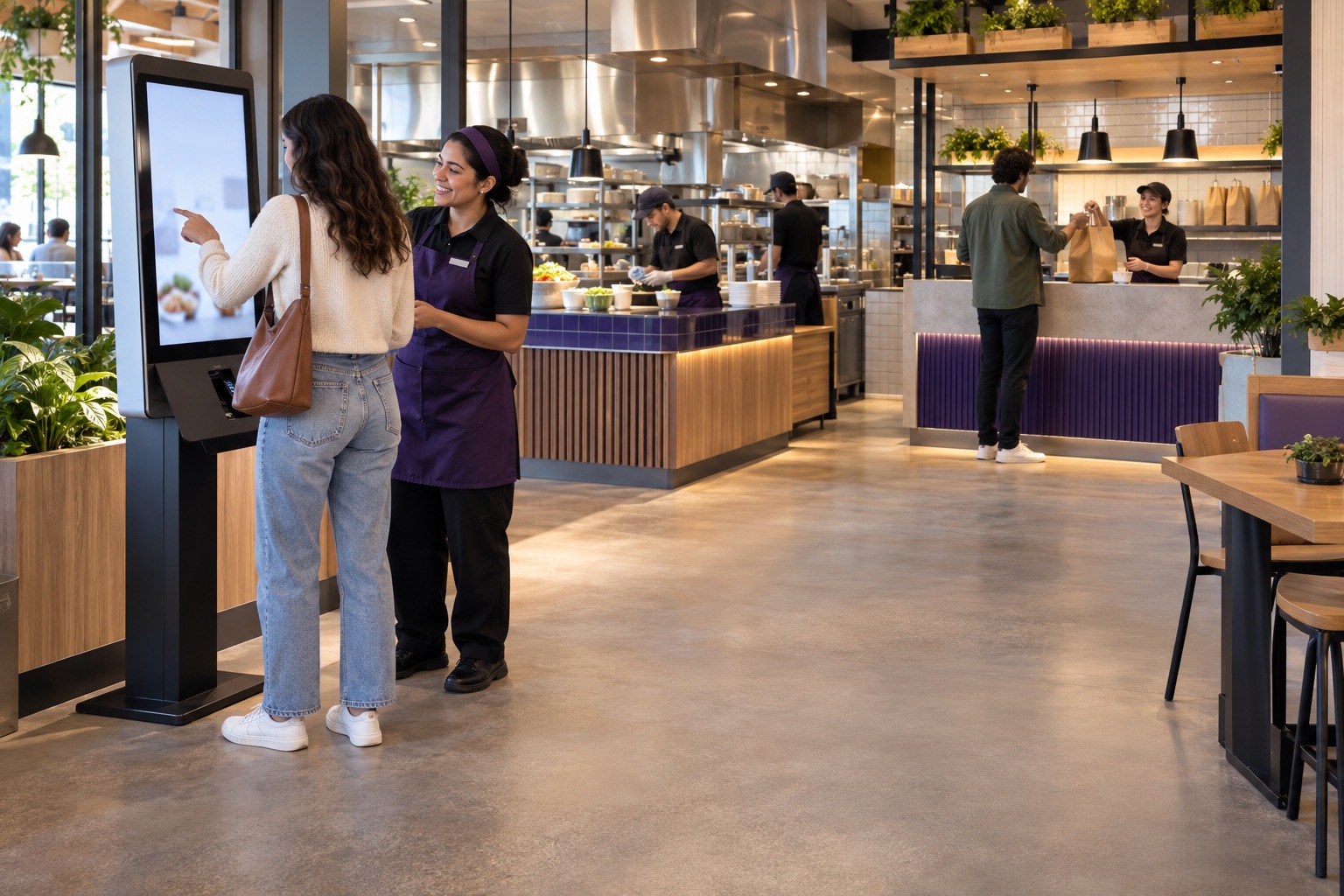 Illustrative self-ordering scene representing a kiosk payment category.